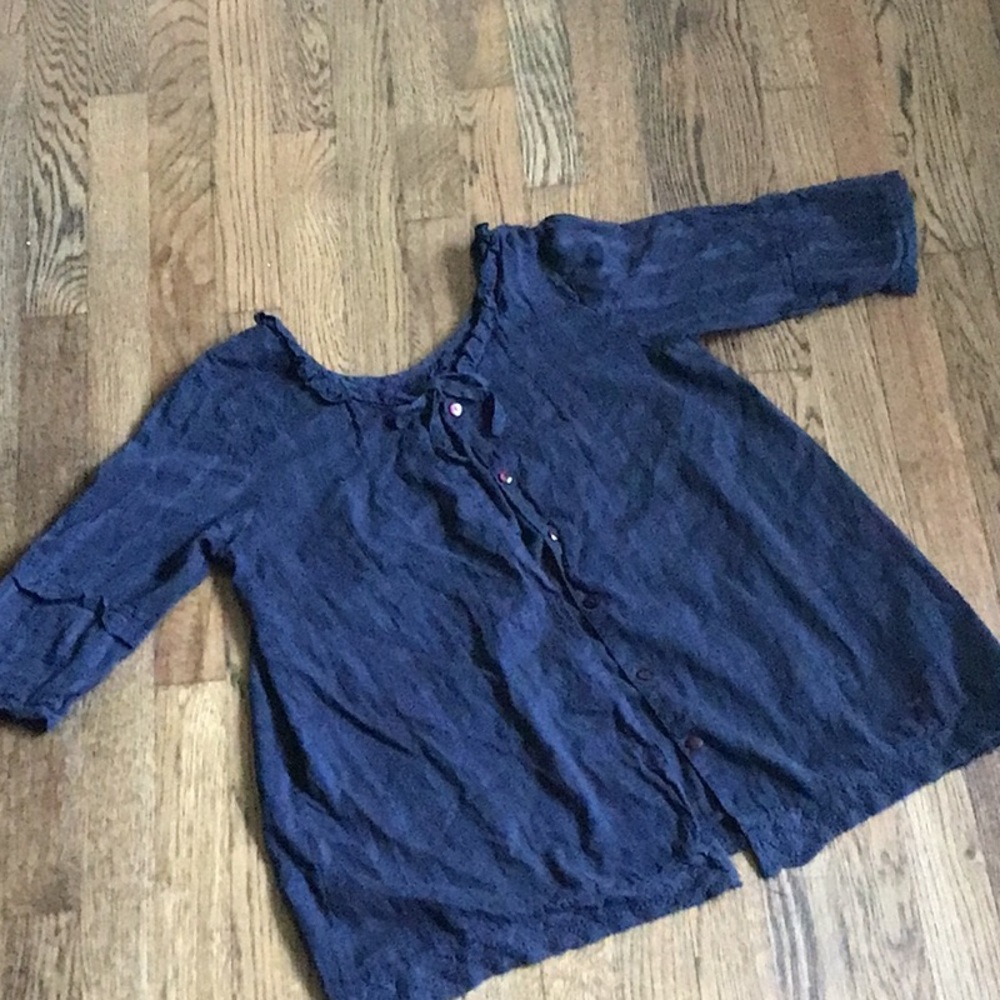 EUC cotton ruffle top with tie